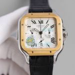 Swiss Replica Cartier Santos XL Chronograph Watch White Dial Yellow Gold Bezel